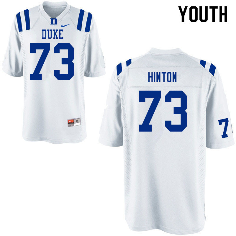 Youth #73 Anthony Hinton Duke White Devils College Football Jerseys Sale-White